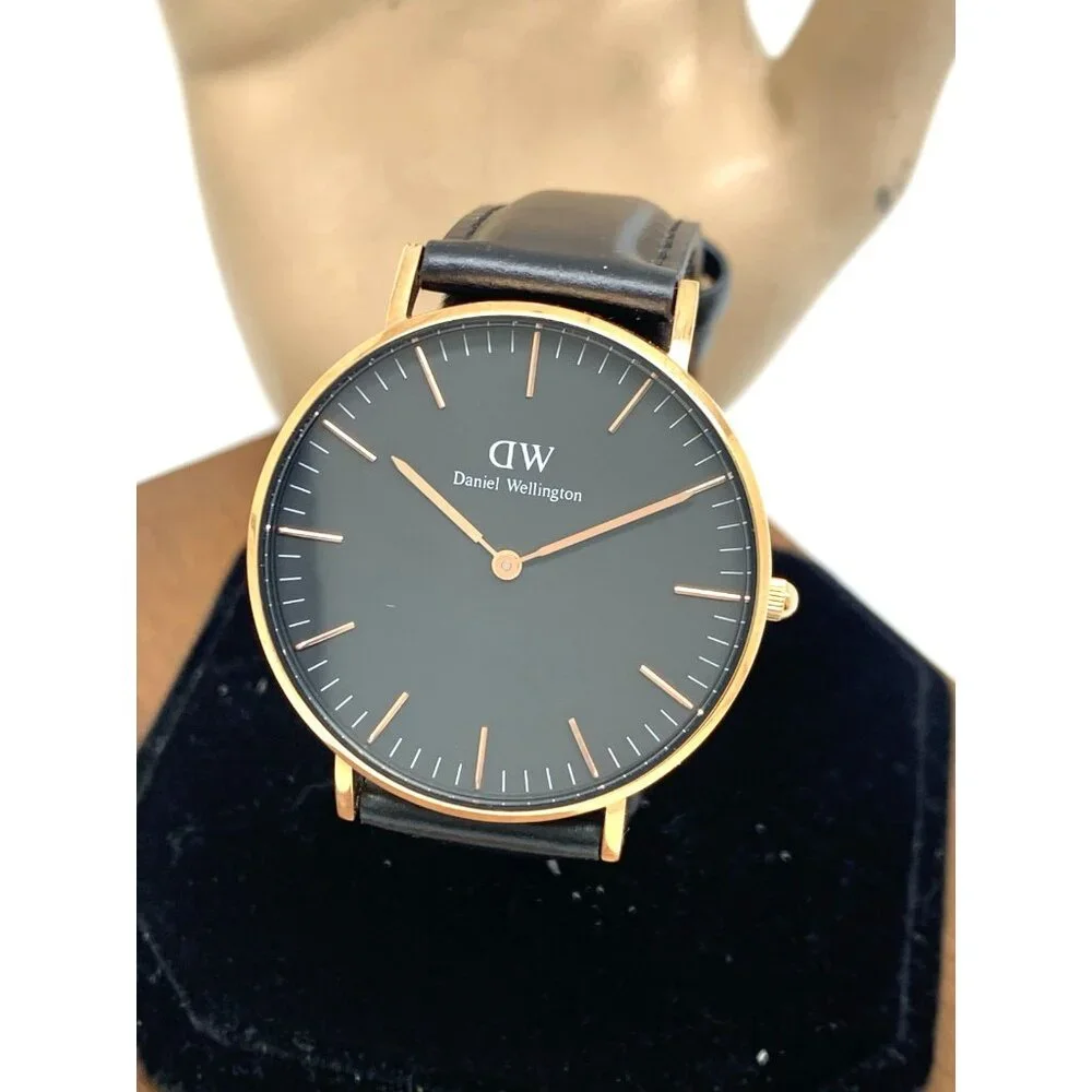 Daniel Wellington Women's Watch DW00100139 Rose Gold Black Leather Strap 36mm